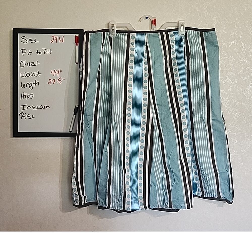 Cato Womens Swing Skirt Long Flow Plus sz 24W Blue Brown Striped